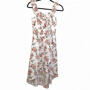 DEX Girls Floral Wrap Style High Low Midi Dress